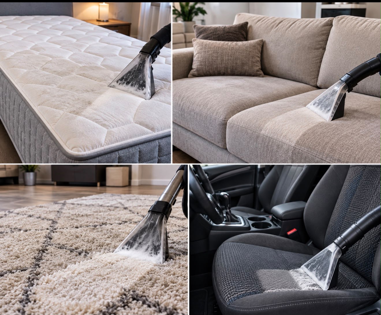 Nettoyage par injection-extraction d’un matelas, d’un canapé, d’un tapis et de sièges de voiture